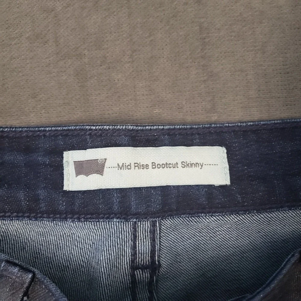 Levis Jeans Womens Size 12 Mid Rise Bootcut Skinny Dark Wash Red‎ Tab
